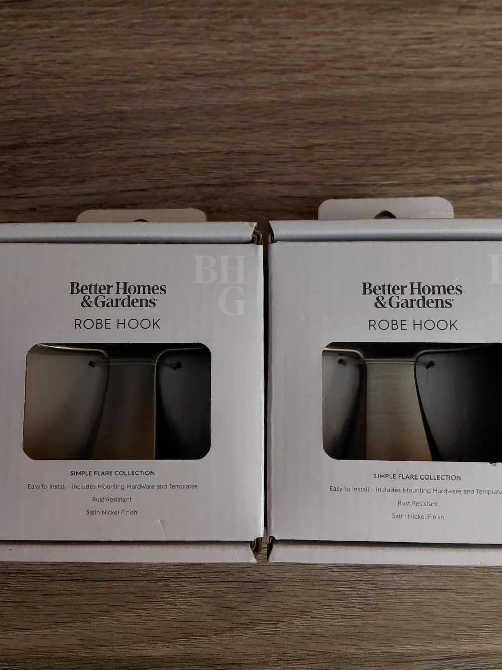 Qty 2 Better Home & Gardens Robe Hook Simple Flare Satin Nickel Finish New